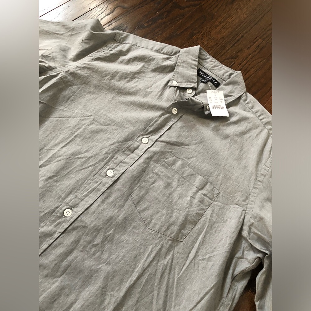 *NWT* J. Crew Men’s M Mercantile Flex Gray Long-Sleeved Button-Down Shirt - Picture 4 of 9